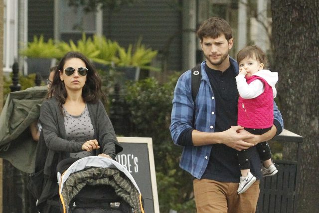 EXCLUSIVE Mila Kunis And Ashton Kutcher Take Baby Wyatt Out For Lunch In New Orleans