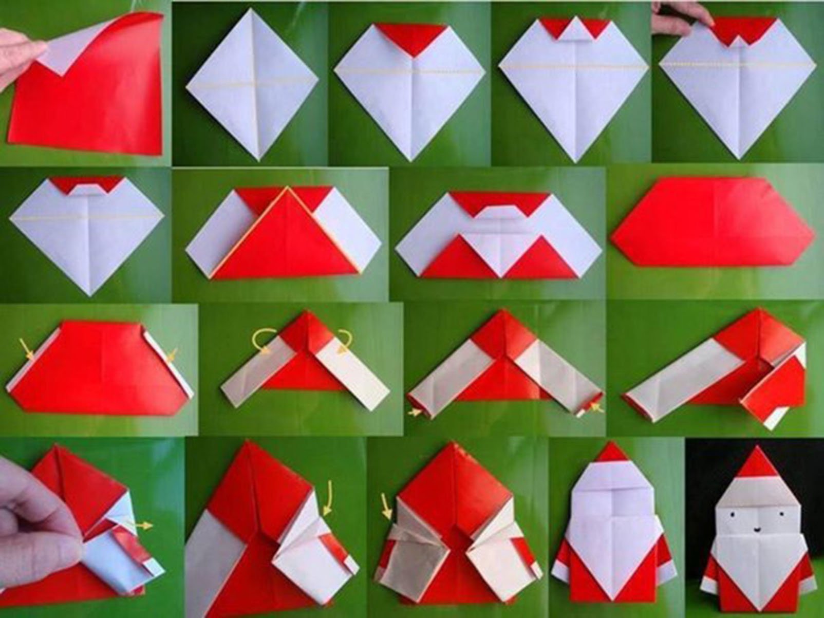 Подробное фоторуководство по выполнению поделки деда мороза в технике оригами