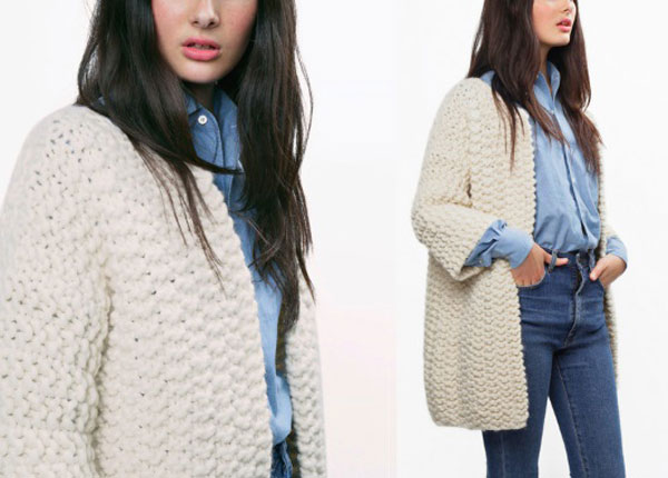 Вязаное пальто спицами из толстой пряжи: простые схемы с фото