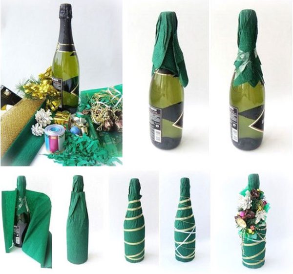 Как украсить бутылки шампанского на Новый год
