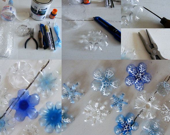 Поэтапное изготовление снежинок из пластика своими руками