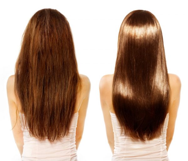 Волосы до и после использования кокосового масла
