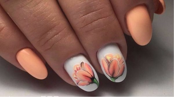 Персиковый дизайн ногтей