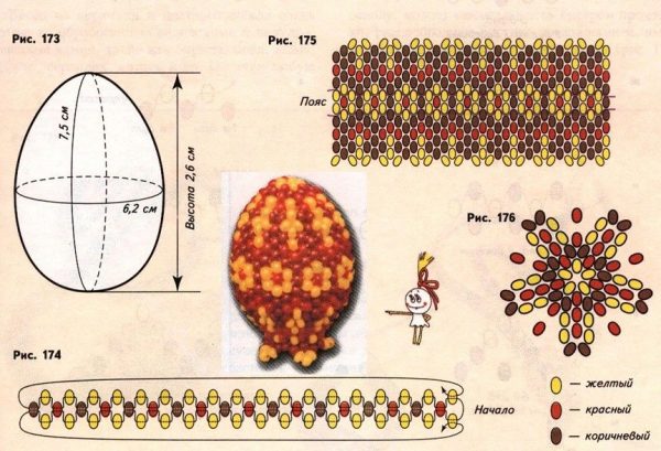 Пасхальные яйца в бисере схемы