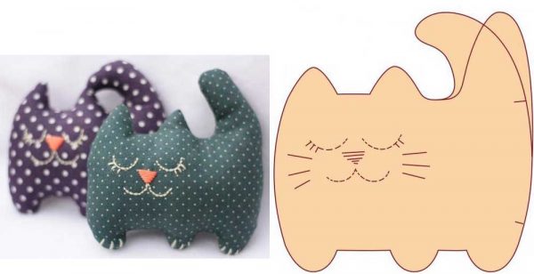 Декоративная подушка в виде кота с выкройкой