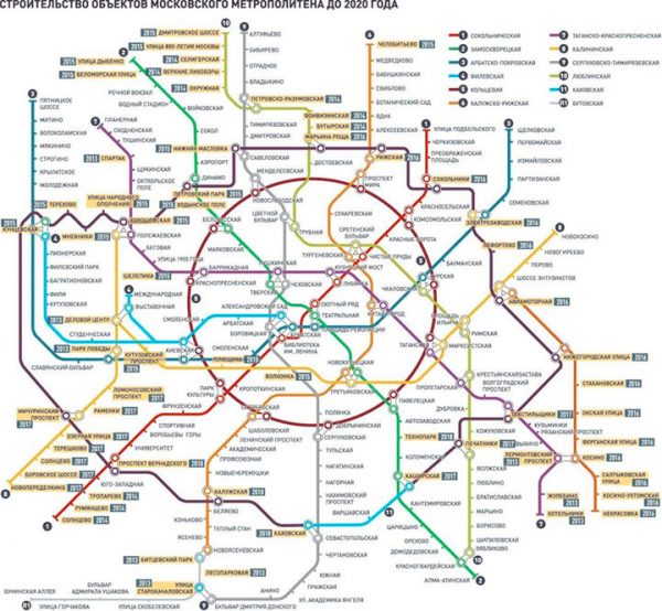 Схема метро Москвы 2018
