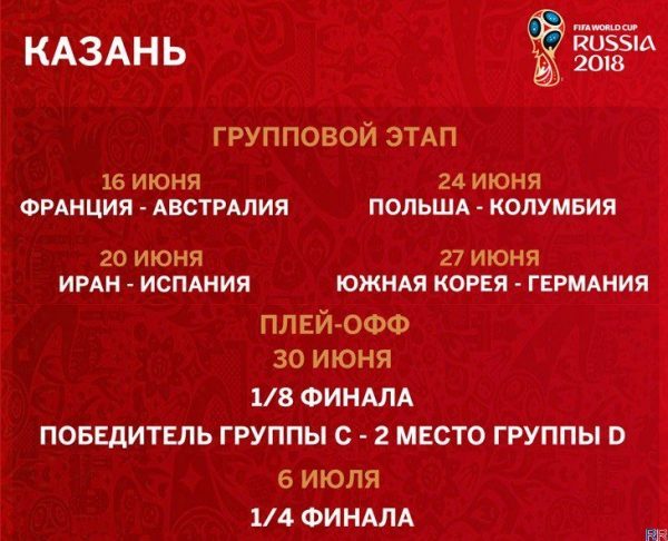 Расписание футбольных матчей в Казани
