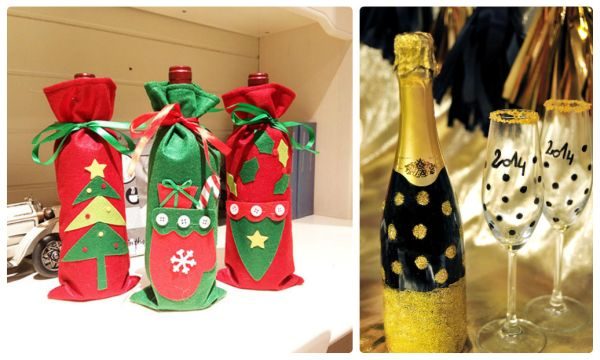 Украшение бутылки шампанского на Новый год 2019 - лучшие идеи
