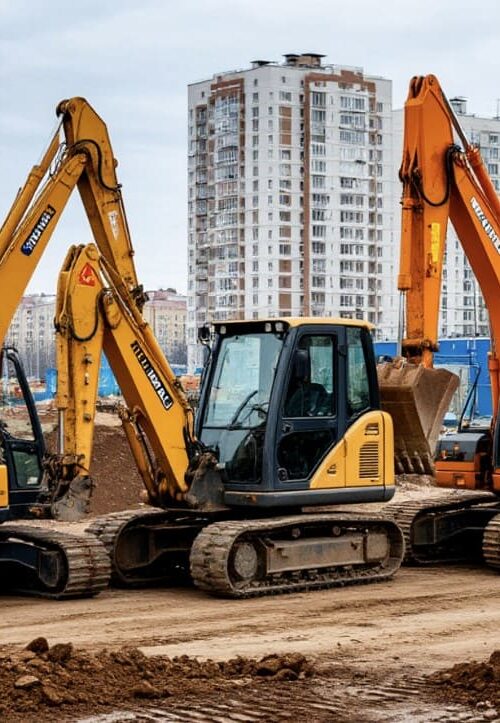 Экскаваторы на стройке