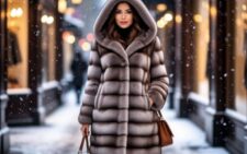 Норковая шуба с капюшоном