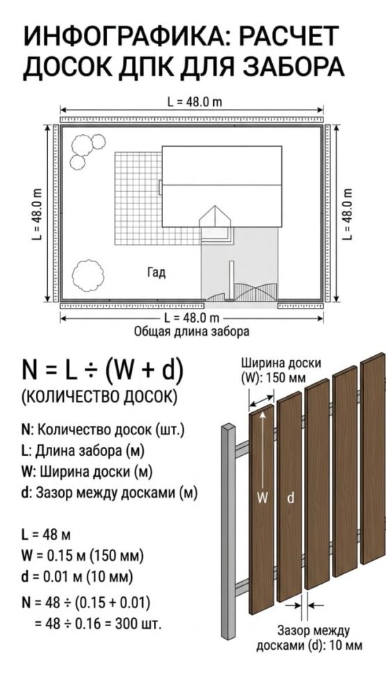 Расчет досок ДПК для забора
