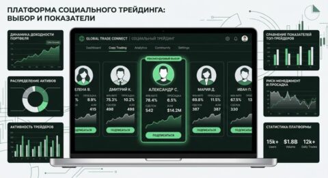 экран торговой платформы с интерфейсом социального трейдинга