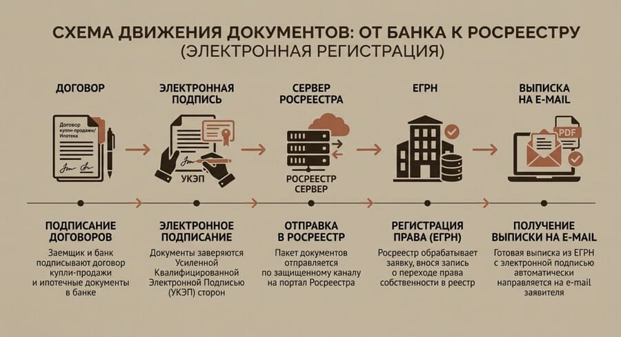 схема движения документов от банка к Росреестру