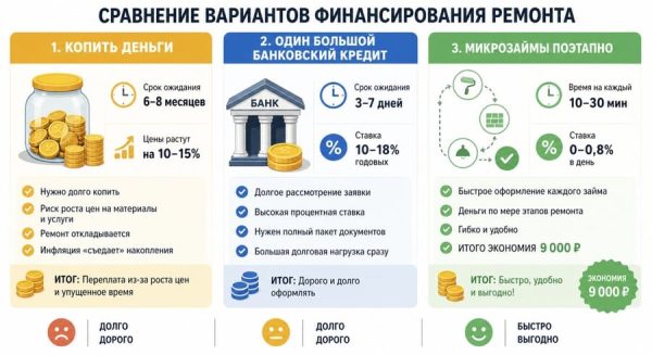 3 варианта финансирования рмонта
