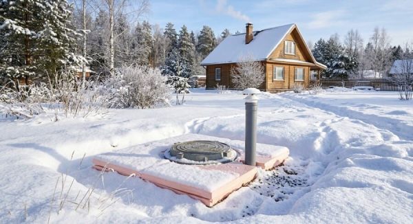 Септик зимой в загородном доме