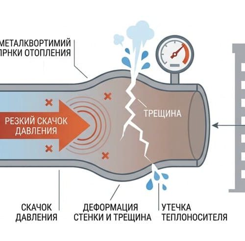 разрез трубы системы отопления