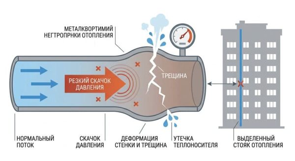 разрез трубы системы отопления