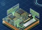 Изометрическая иллюстрация материнской платы компьютера в разрезе