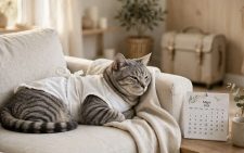 Домашняя кошка после операции