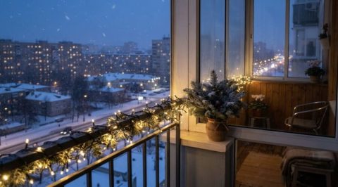 Встроенный таймер сам включает и выключает гирлянду на балконе каждый вечер, так что выходить к ней вручную не нужно.