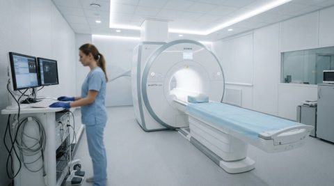Светлый кабинет магнитно-резонансной томографии в современной клинике